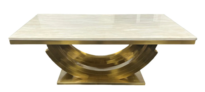 2M Monaco Marble Dining Table Cream And Gold