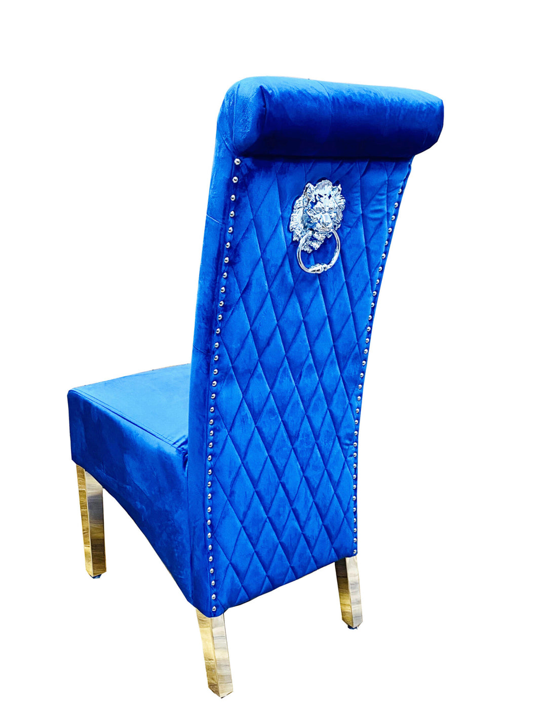 a luxury long chair blue color with wooden leg
