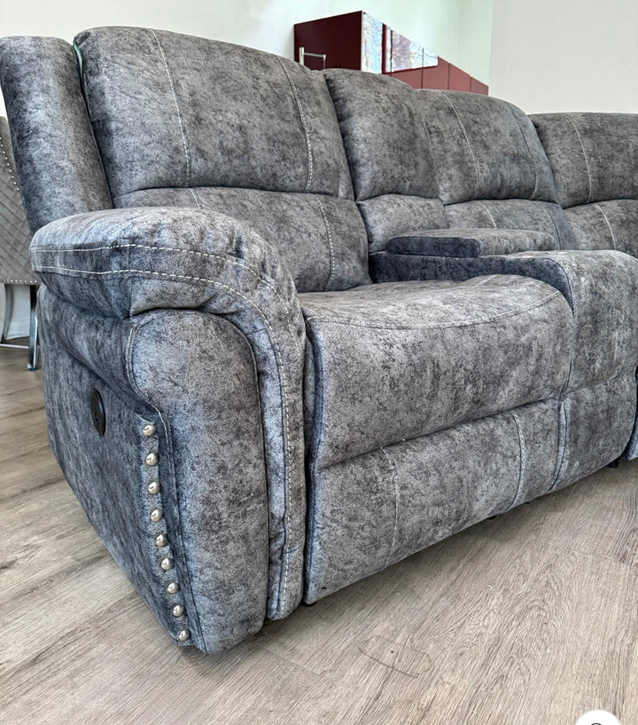 3 seater grey sofa on the leaving room