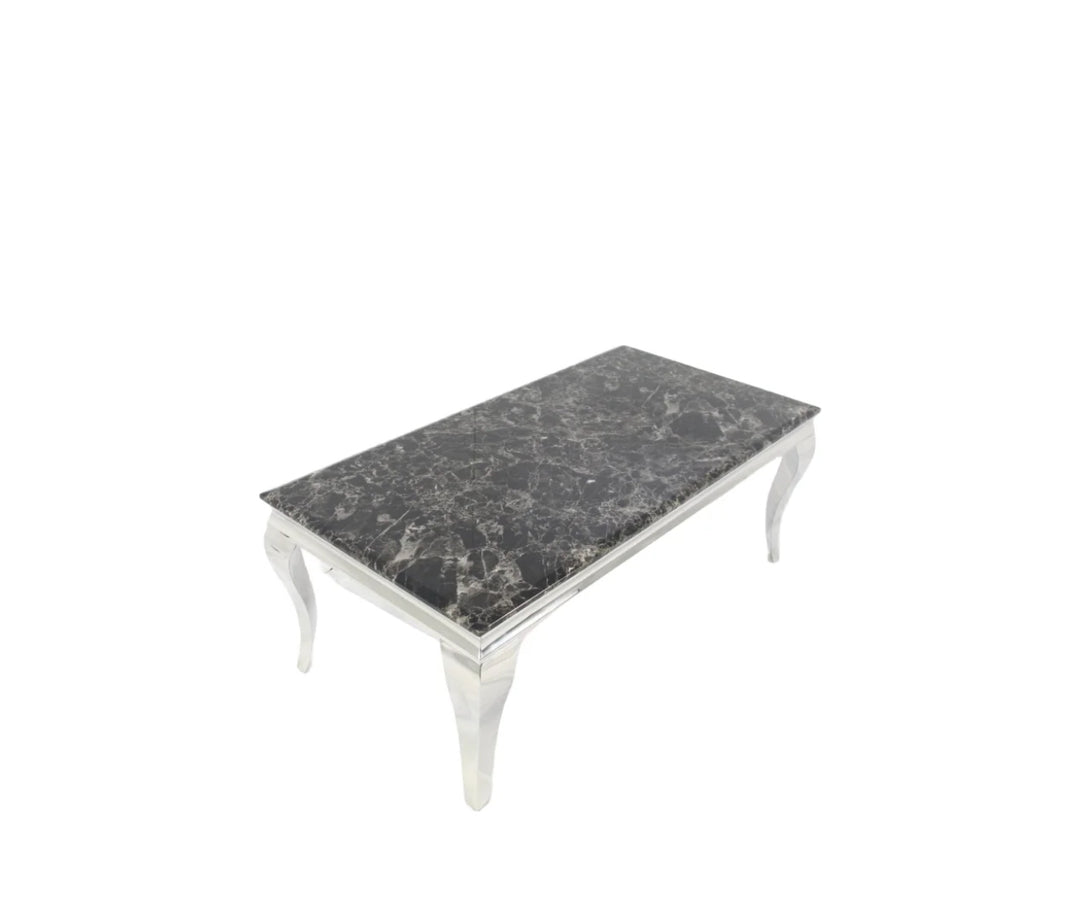 black marble rectangular table with silver leg
