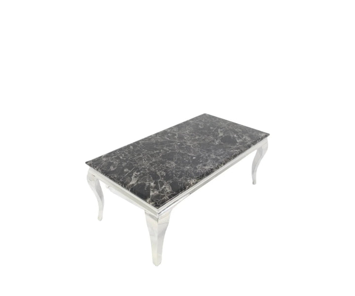 black marble rectangular table with silver leg