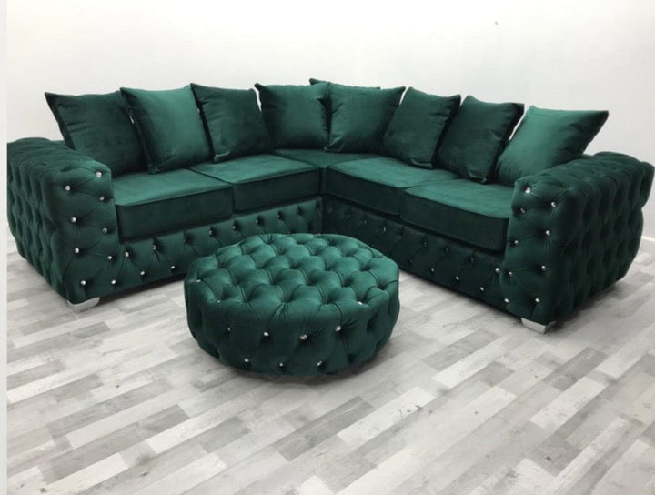 4 seater deepgreen color sofa with sofa cushion