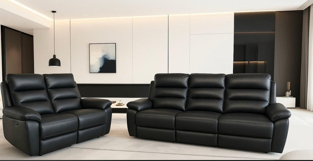 Amsterdam 3 Seater Recliner Sofa +  2 Seater Recliner Sofa + Genuine Leather Electric Recliner