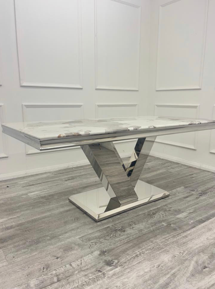 Venice Dining Table With Chelmsford Velvet Dining Chair