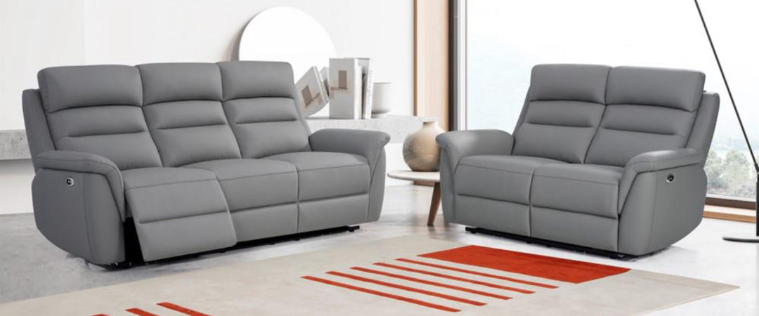 Amsterdam 3 Seater Recliner Sofa +  2 Seater Recliner Sofa + Genuine Leather Electric Recliner