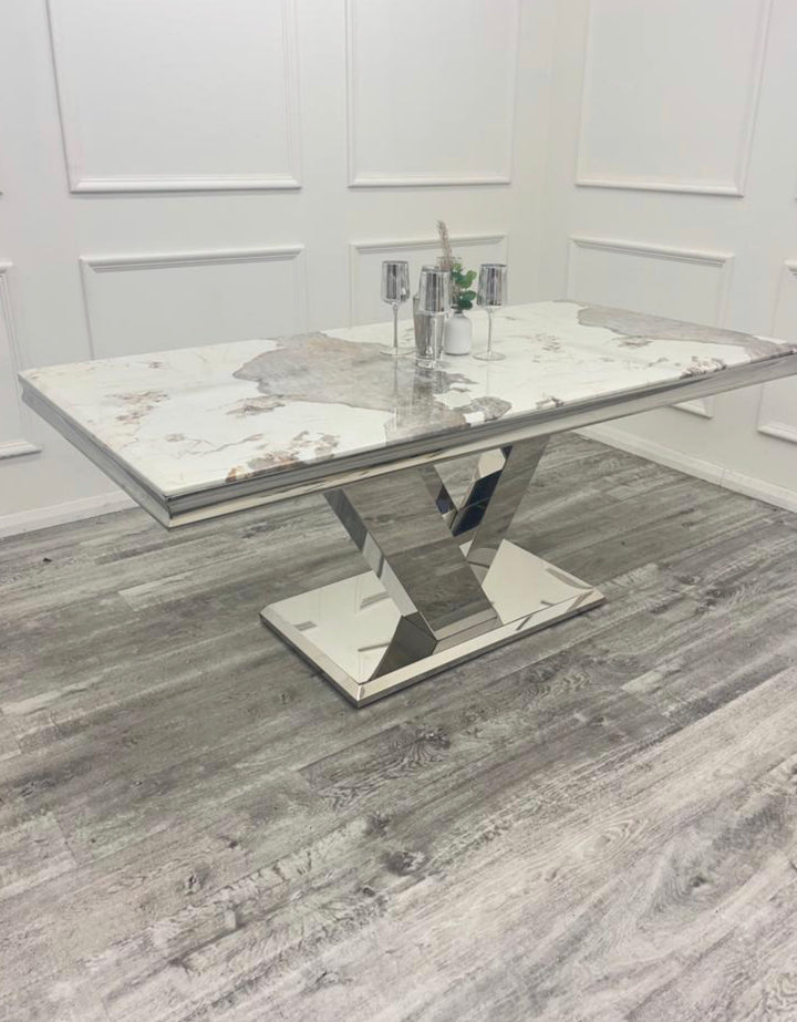 Venice Dining Table With Chelmsford Velvet Dining Chair