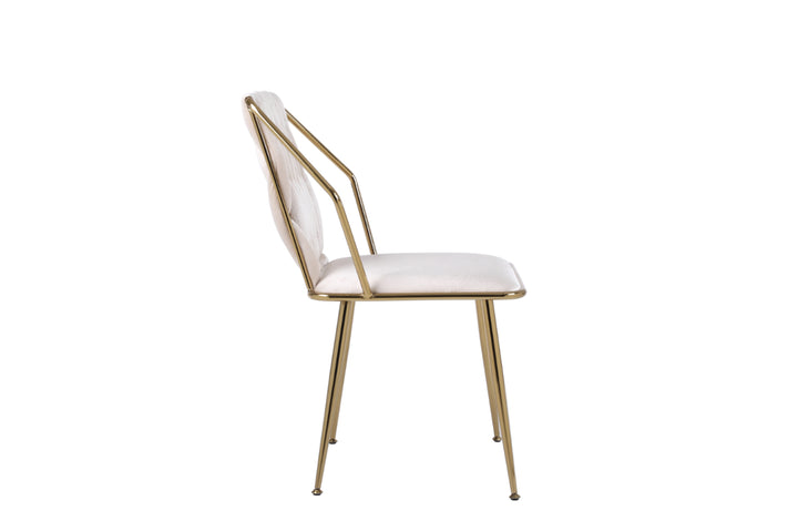 A single Daisy Cream Gold Dining Chair with a padded backrest and seat, featuring a gold metal frame.