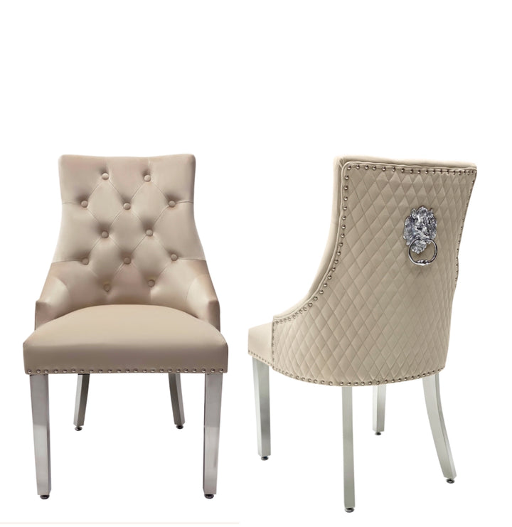 lion konker chair with cream and chrome design back side view