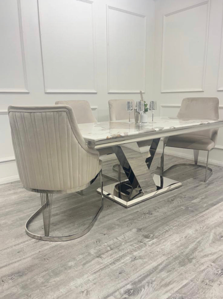 Venice Dining Table With Chelmsford Velvet Dining Chair