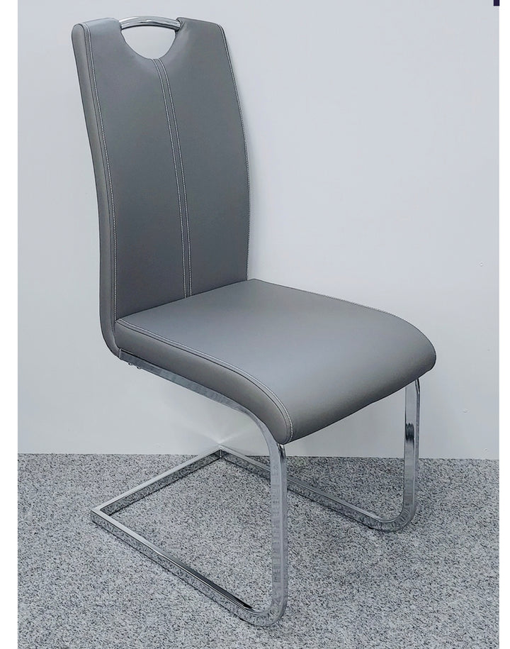 2 x Milan Grey  Dining Chair Pu Leather