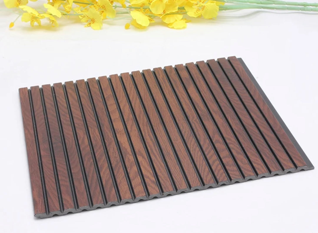 light oak wood slat wall panels with a vertical stripe pattern.