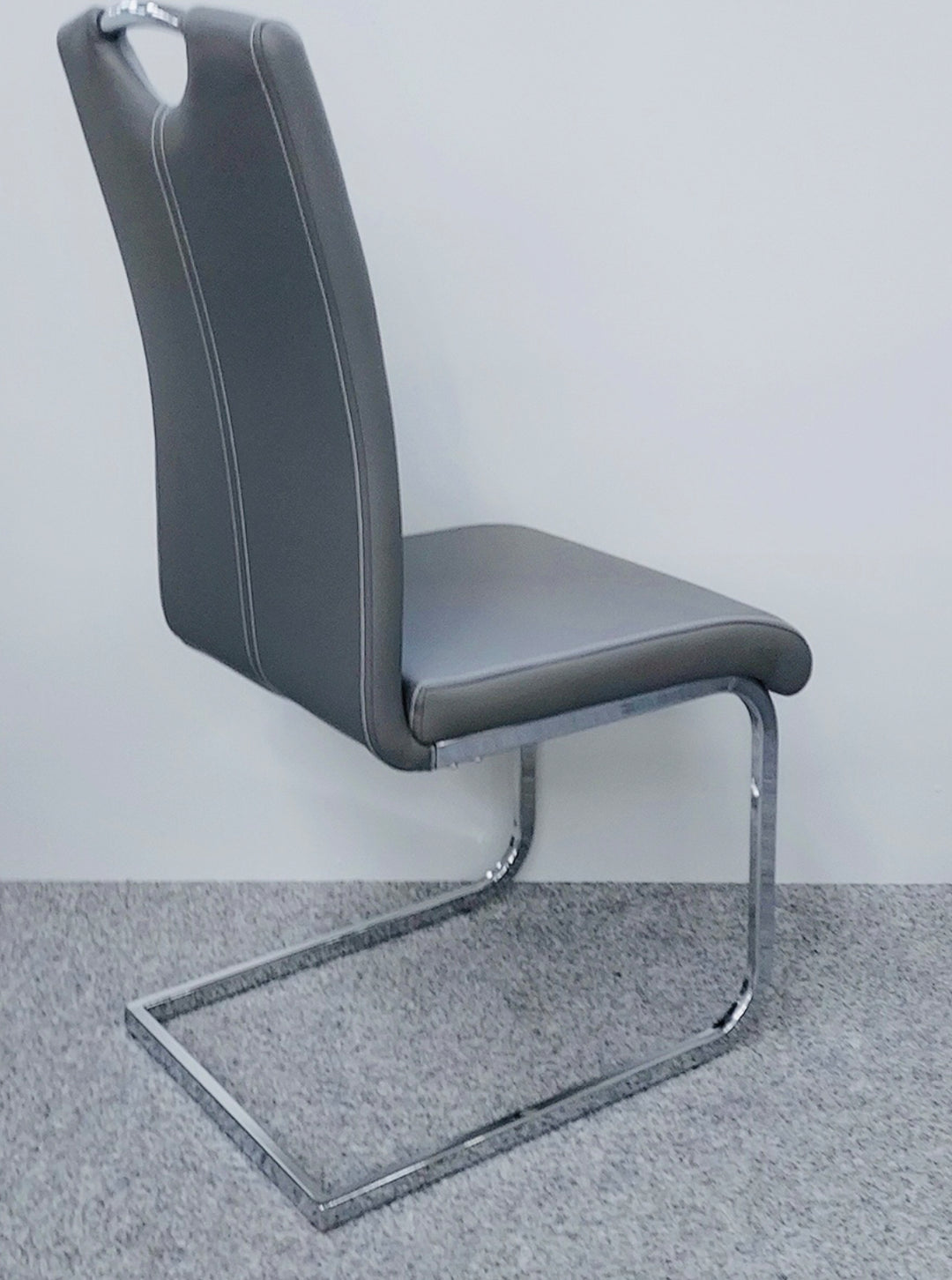 2 x Milan Grey  Dining Chair Pu Leather