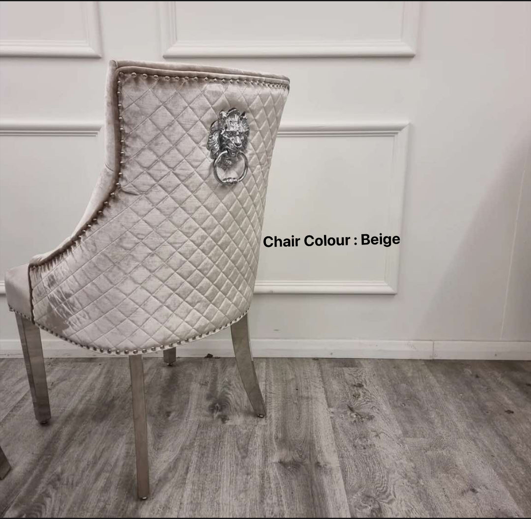 lion konker chair with beige and chrome design back side view