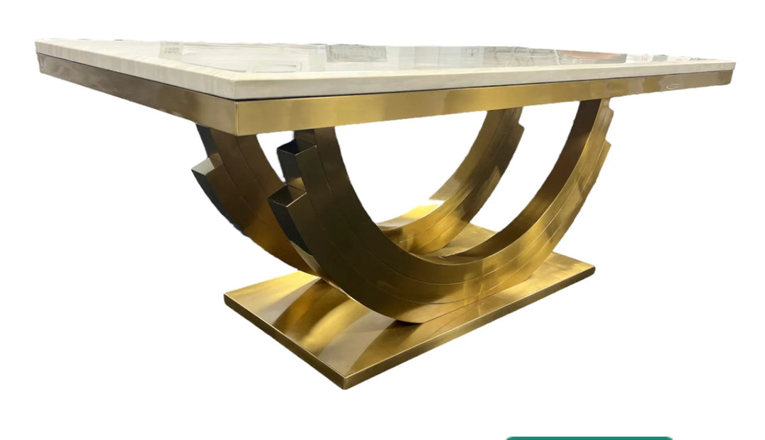2M Monaco Marble Dining Table Cream And Gold