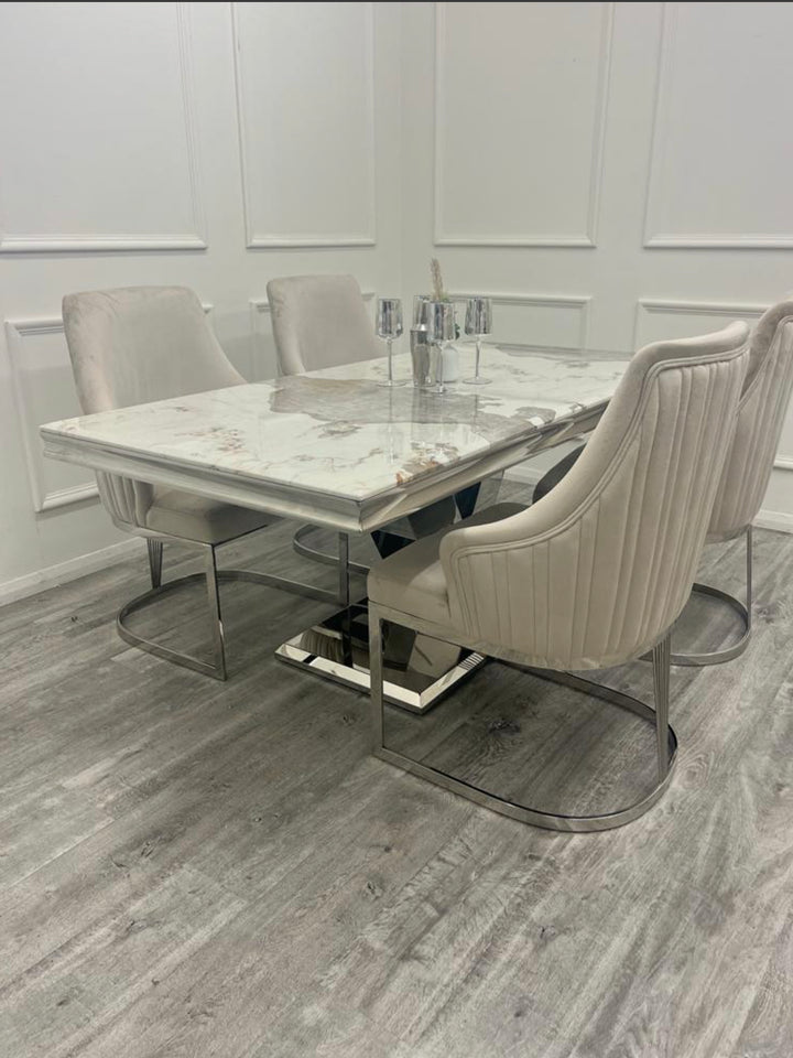 Venice Dining Table With Chelmsford Velvet Dining Chair