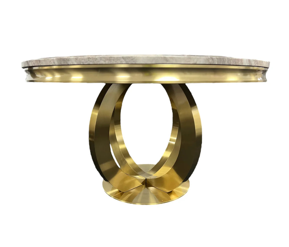 Chealse 1.3M Round Gold Dining Table Set