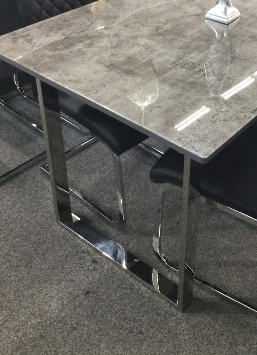 close up shot of a rectangular dining table