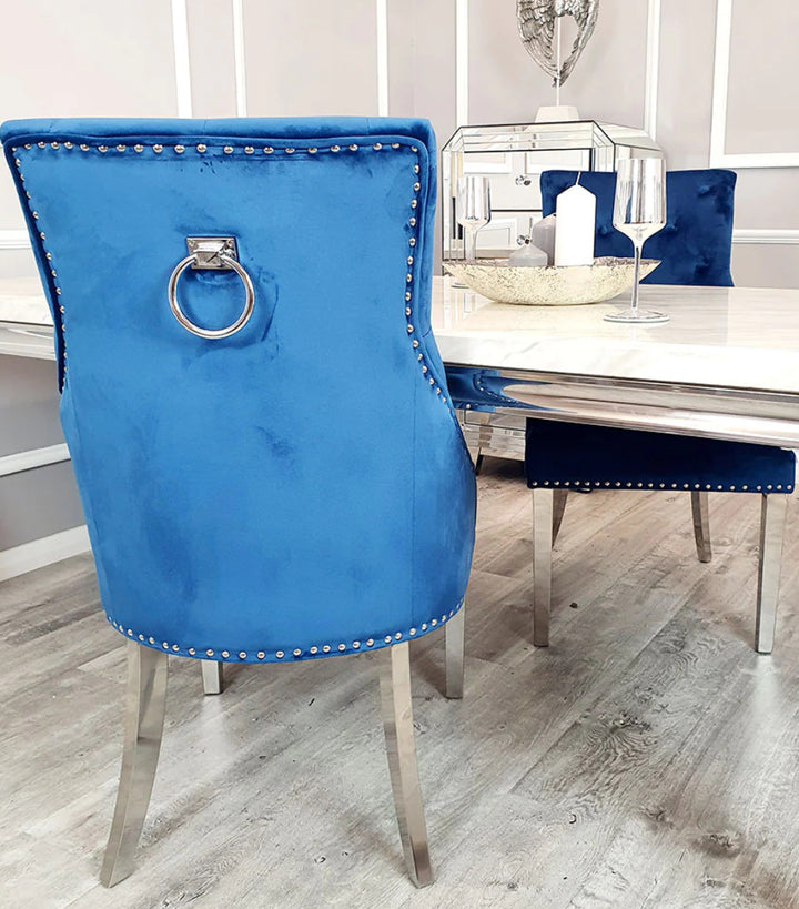 Arianna Marble Dining Table Cream With Jessica Mink Dining Chairs