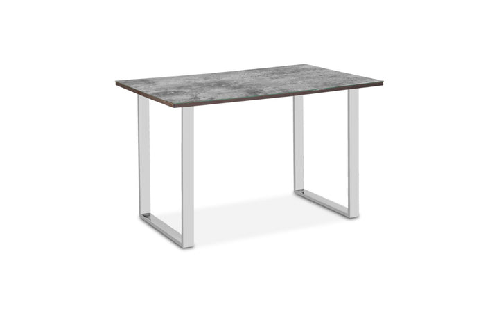 a table that have grey marble top and chrome leg