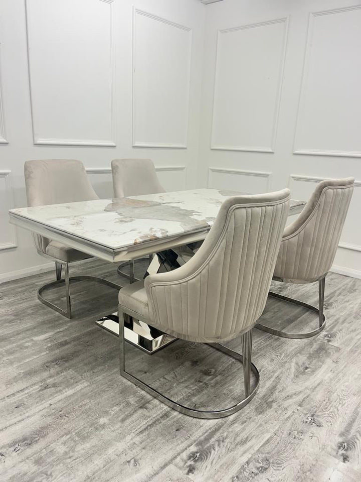1.8M Milan Dining Table With Chelmsford Velvet Dining Chair