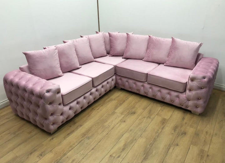 4 seater pink color sofa with sofa cushion