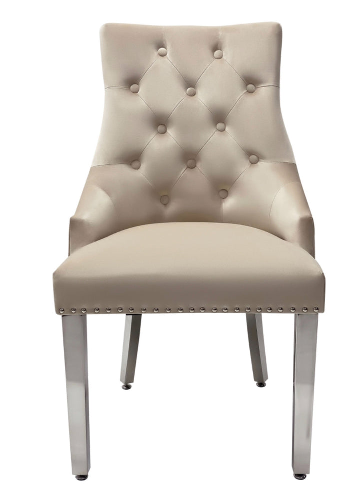 Louis 1M Square Dining Table + 4 Majestic Dining Chairs Ring Knocker