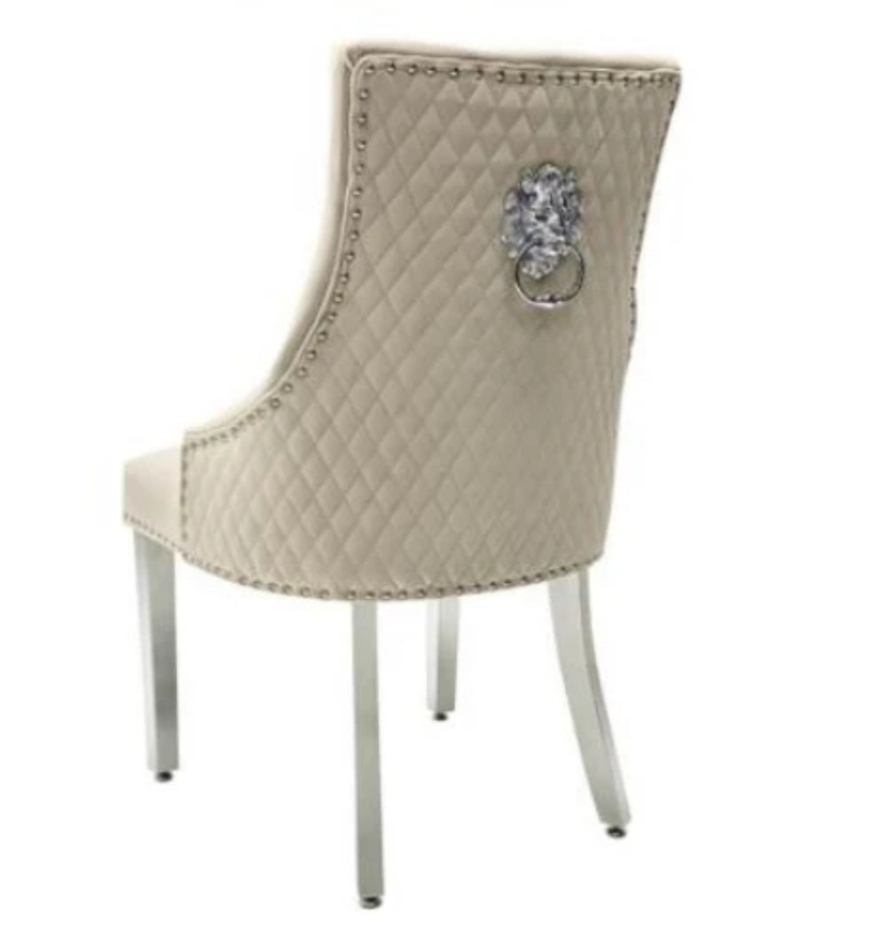 lion konker chair with cream color and chrome design back side view