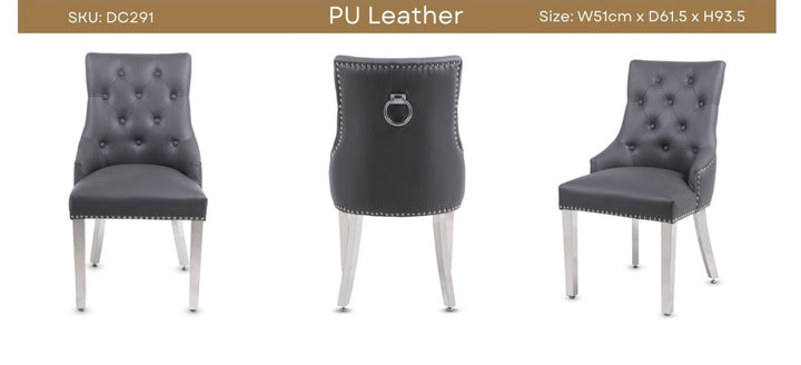 dark gray pu leather ring konker chair with silver leg