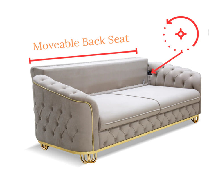 Paris Beige And Gold 3 Seater Sofa and 2 Seater Sofa