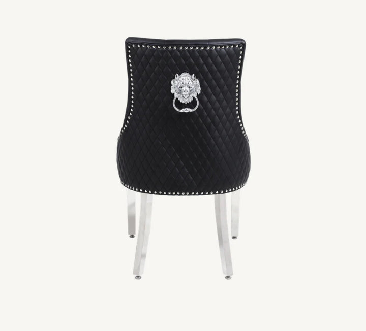 Louis 1M Square Dining Table + 4 Majestic Dining Chairs Ring Knocker