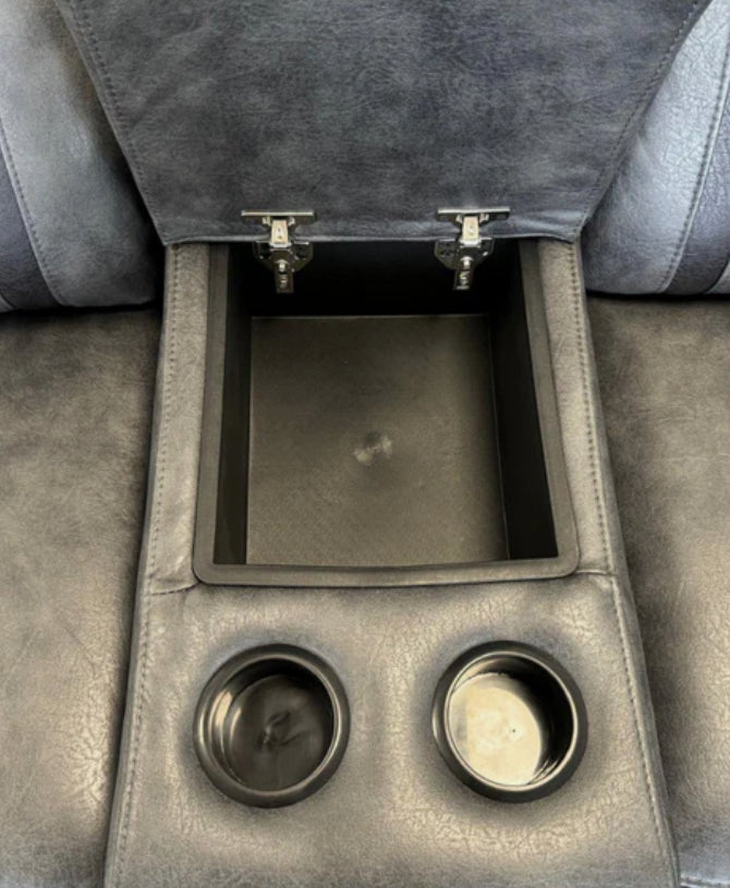 ELECTRIC RECLINER SOFA CORNER - Tech Fabric Sofa GREY WITH BLACK TRIM