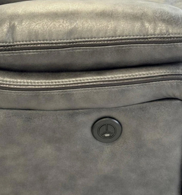 ELECTRIC RECLINER SOFA CORNER - Tech Fabric Sofa GREY WITH BLACK TRIM