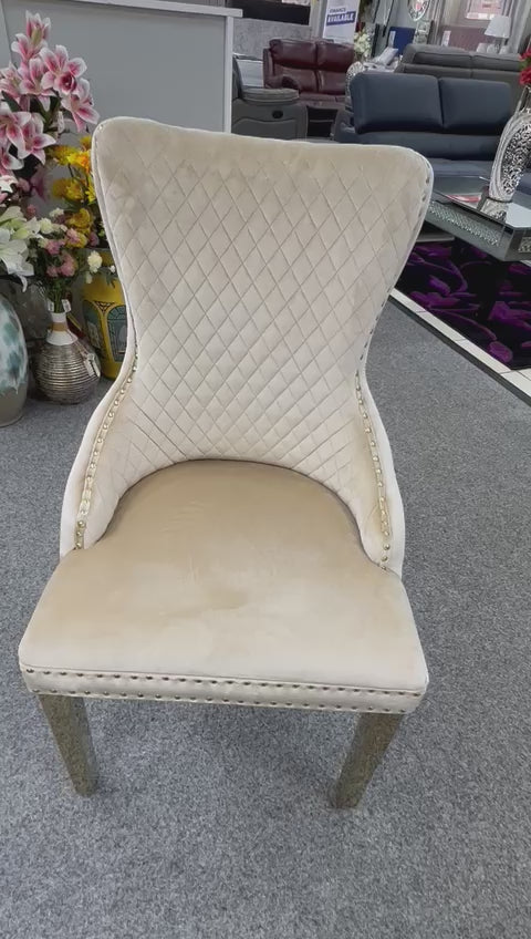 Sofia Round Marble  Dining Table With Gold Victoria Dining Chairs Lion knocker