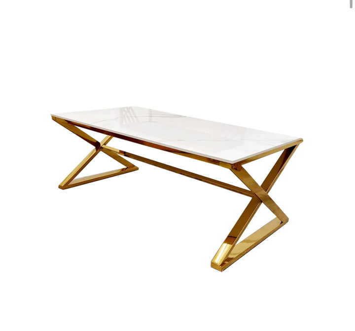 Zion Gold Coffee Table with Polar White Sintered Top
