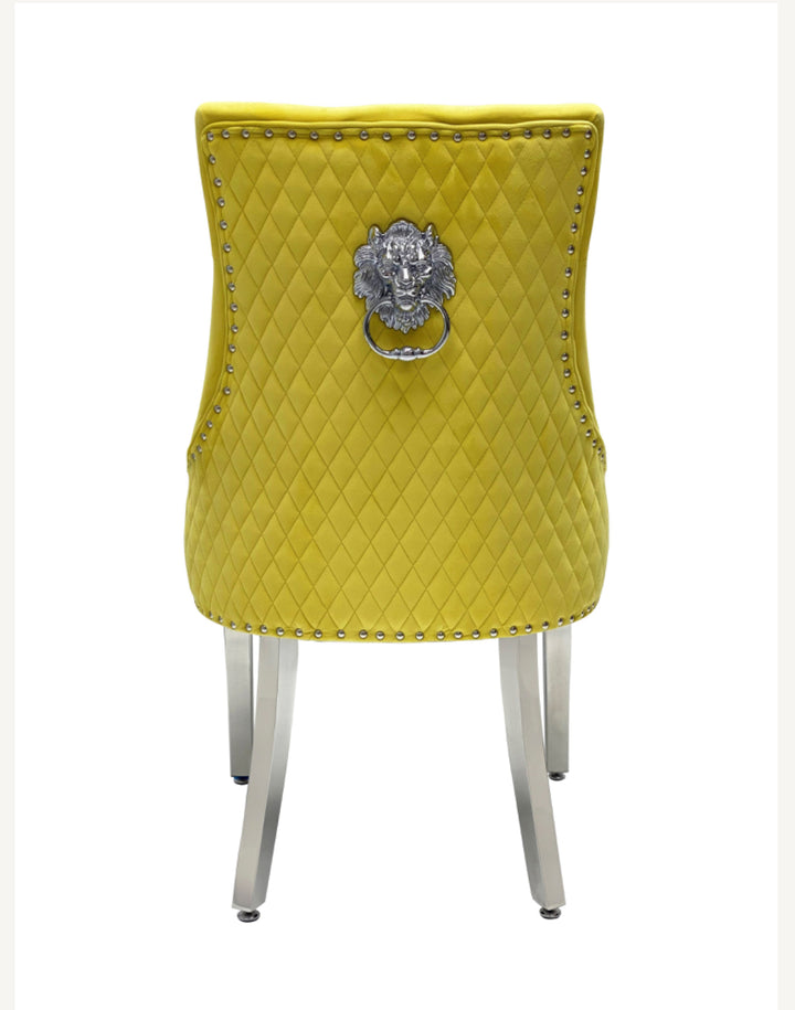 London Marble Dining Table Light Grey Table With Majestic Black Lion Knocker Chairs