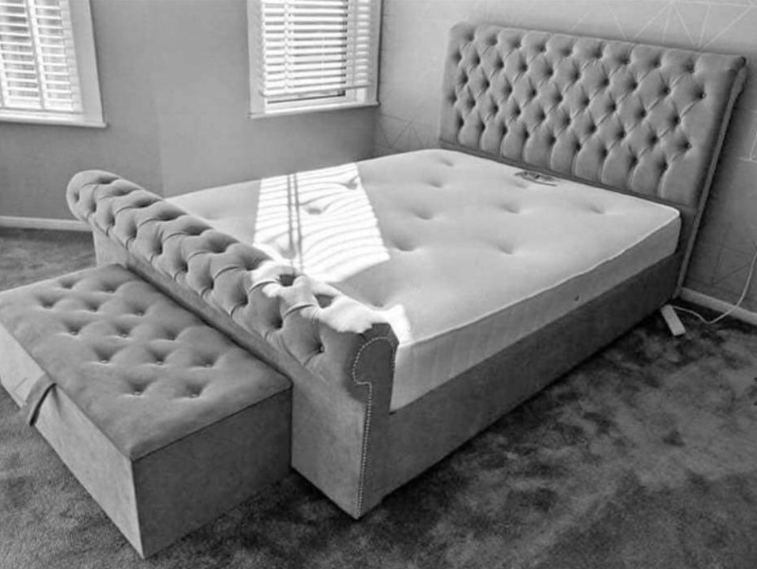 Sleigh Chesterfiled Bed – Eliteambientinteriors