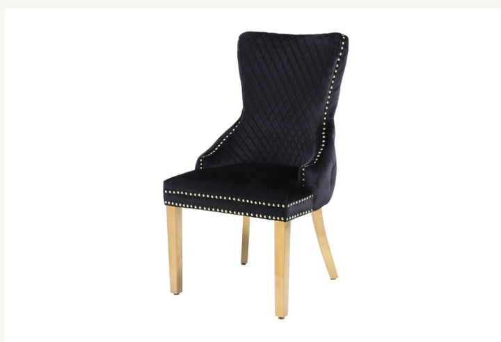 Pair Of 2 Victoria Black & Gold Dining Chairs