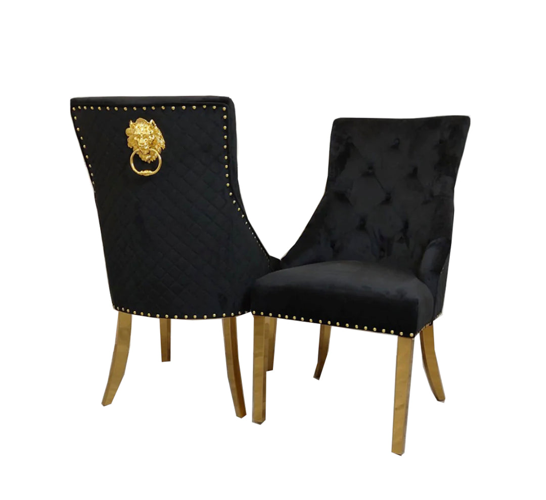 Pair of 2 Bentley Black and Gold Chair