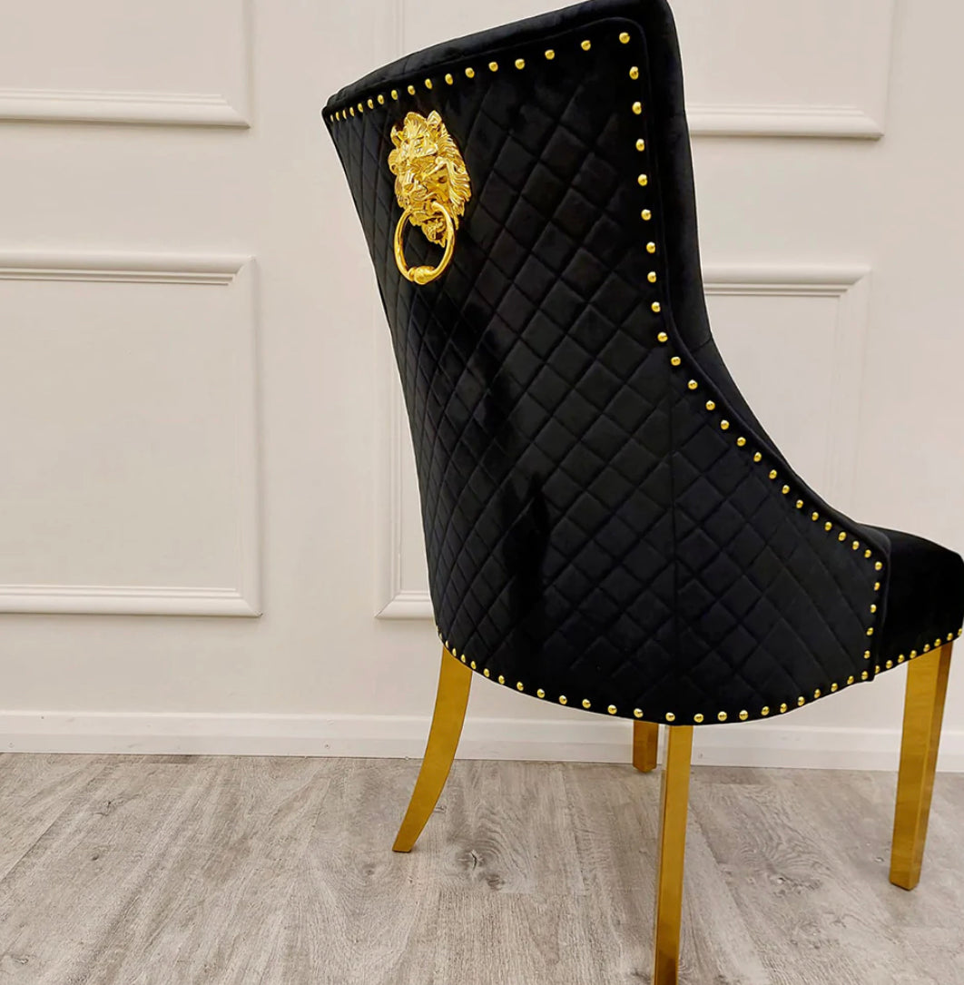 Pair of 2 Bentley Black and Gold Chair