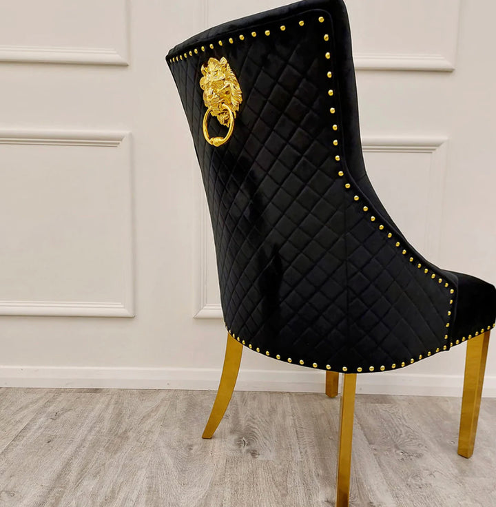 Pair of 2 Bentley Black and Gold Chair