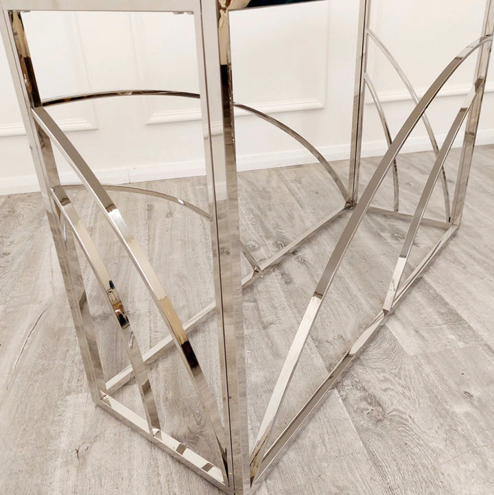 Stella Chrome Console Table with Stomach Ash Grey Sintered Top