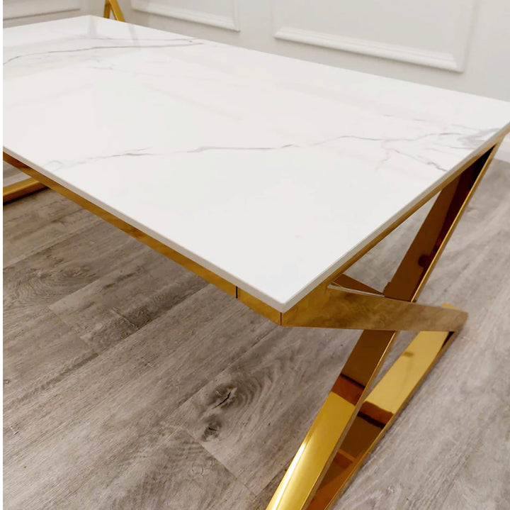 Zion Gold Coffee Table with Polar White Sintered Top