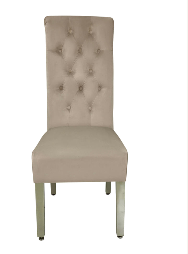 Louis 130x130cm Light Grey Table With Sofia Lion Knocker Chairs