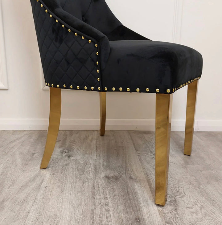 Pair of 2 Bentley Black and Gold Chair