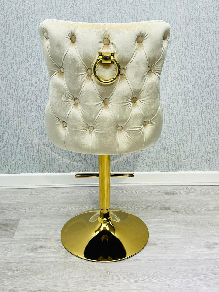 Victoria Bar Stool Cream And Gold Ring Knocker