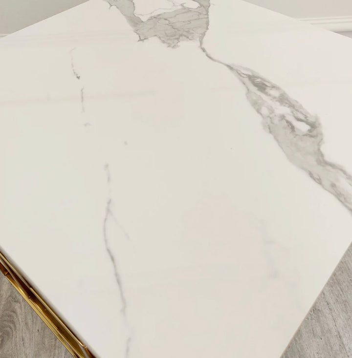 Geo Gold Side Table with Polar White Sintered Top