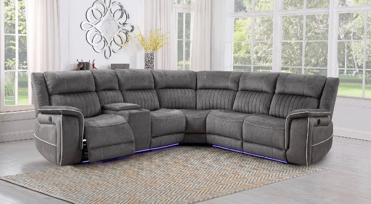 Leather Electric Recliner Corner Sofa