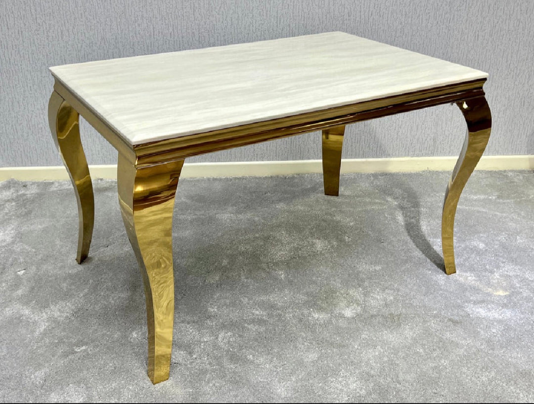 Louise Cream And Gold Dining Set With Rose Cream And Gold Dining Chairs