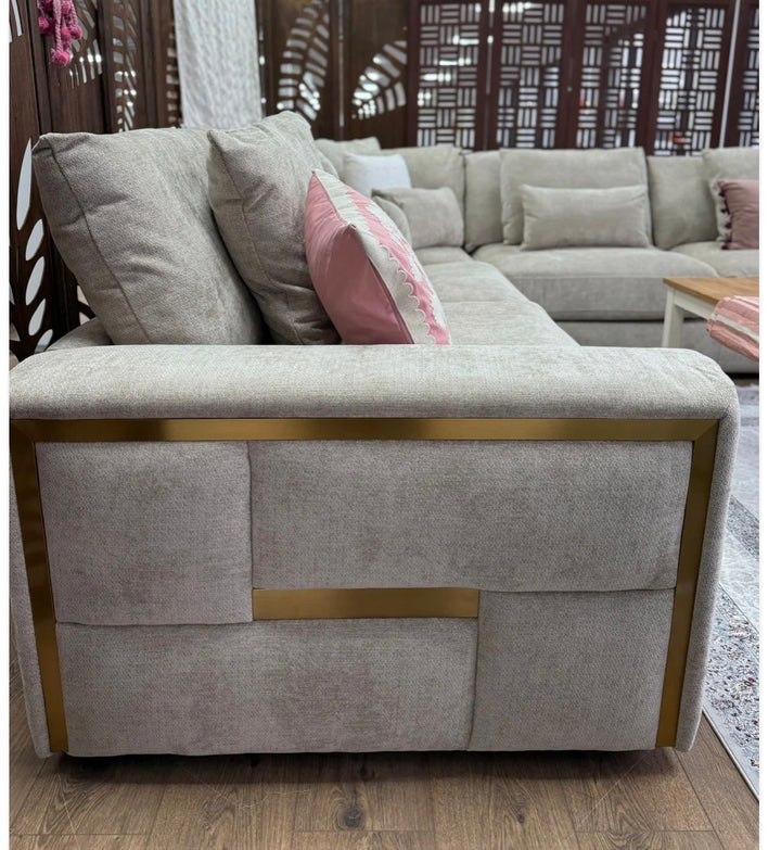 Jupit Large Corner Sofa Beige – Modern Luxury Fabric  Sofa