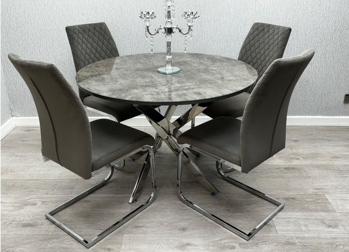 Tokyo Round Dining Set + Table & 4 Chairs